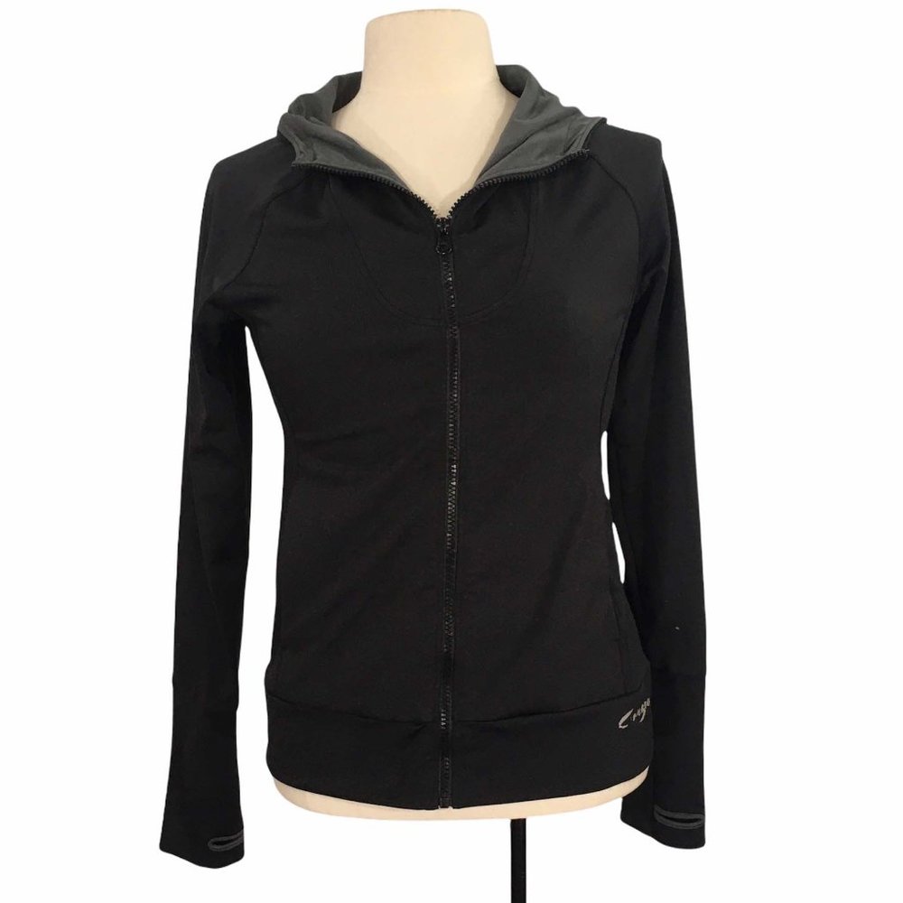 Capezio Womens Black Full Zip Athletic Hoodie Jacket, Warm Up Dance, size Medium